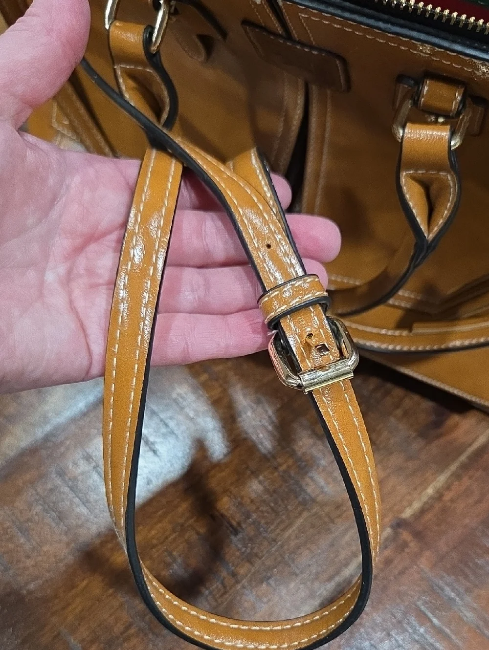 Dooney & Bourke Tan Leather Satchel with Crossbody Strap
